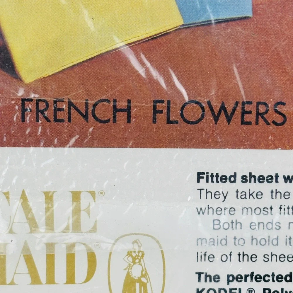Vintage Springmaid French Flowers Twin Flat Sheet Yellow Brown Orange Floral